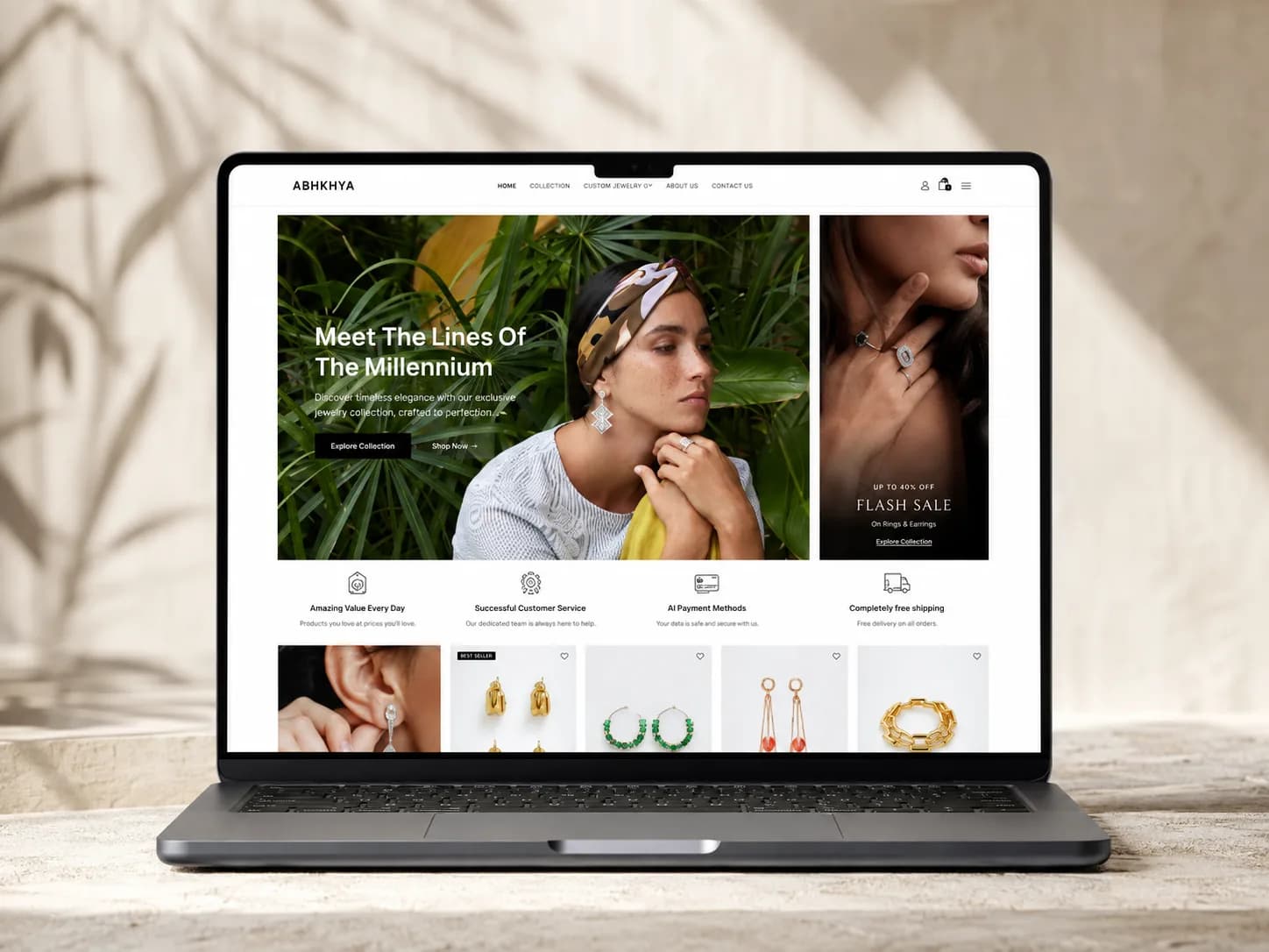 Abhkhya — jewelry e-commerce storefront, live site