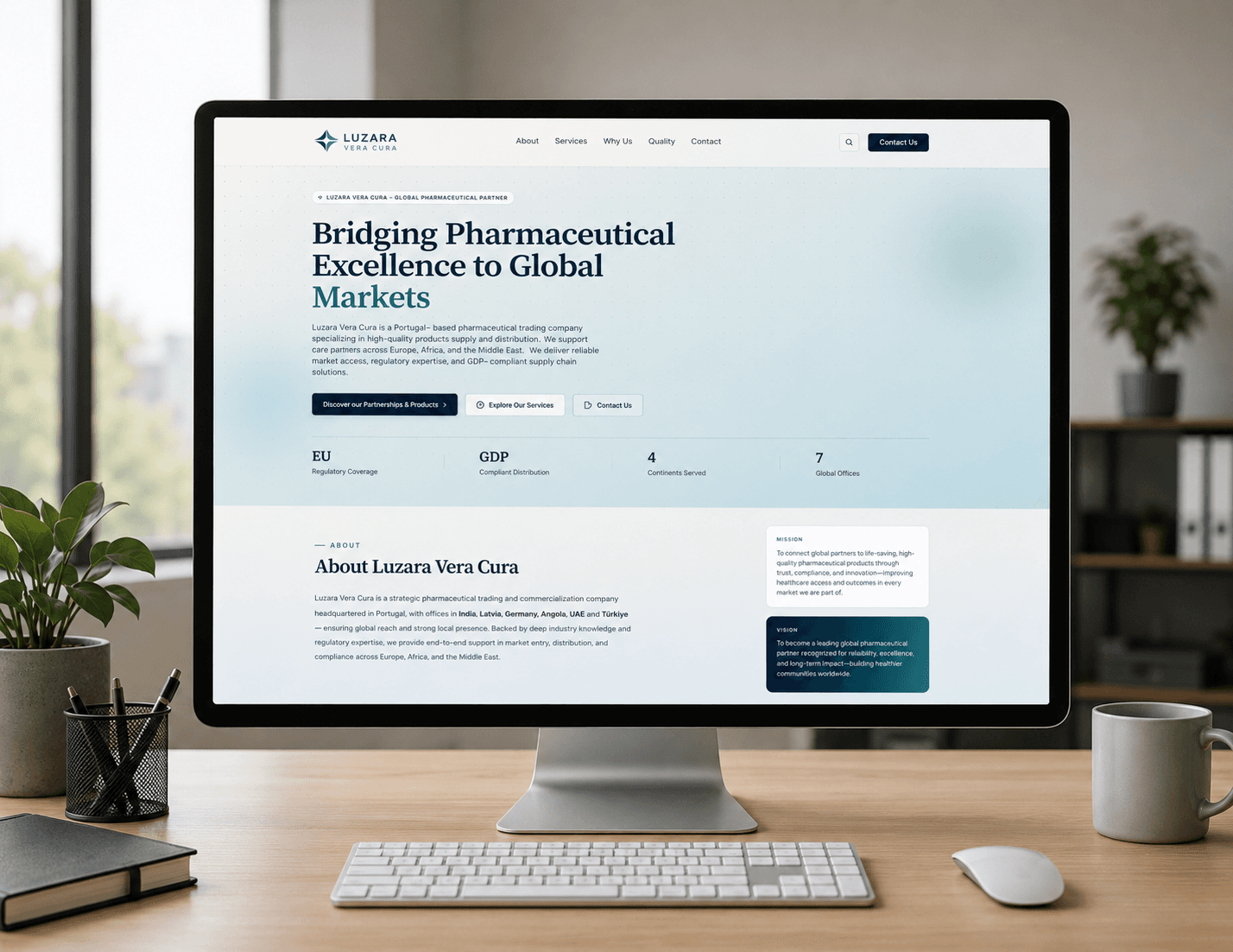Luzara Vera Cura — pharmaceutical trading company site, live