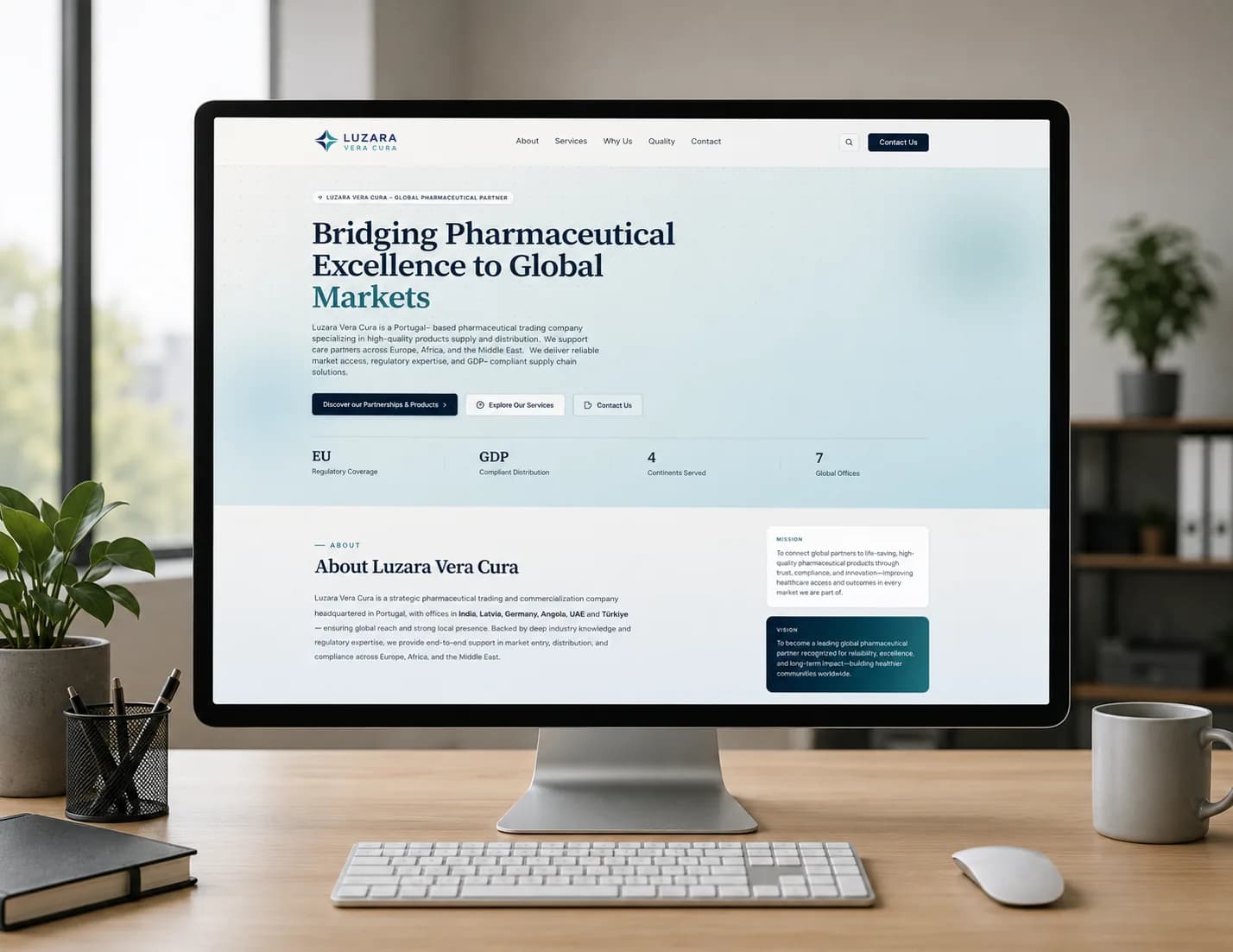 Luzara Vera Cura — pharmaceutical trading company site, live