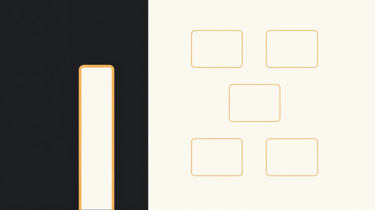 Flat vector illustration of a single guarded doorway separating a dark outer zone from a lighter inner zone holding identical rounded panels