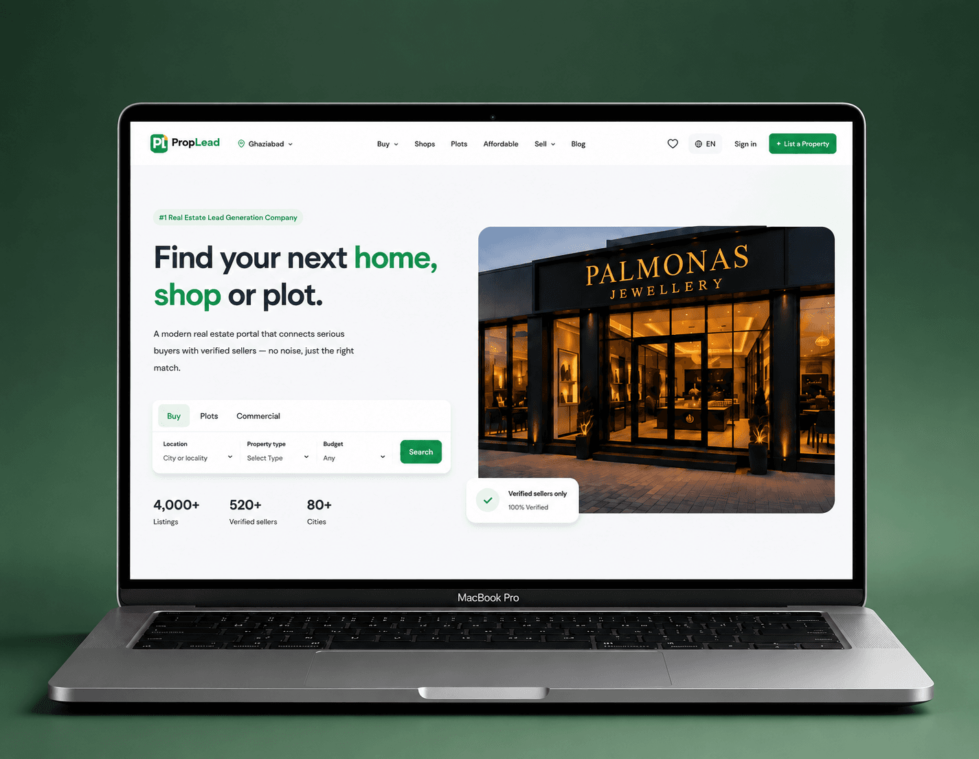 PropLead India — real estate portal homepage